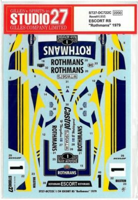 STUDIO27 1/24 ESCORT RS ''Rothmans'' 1979 for Revell DC722C Decal