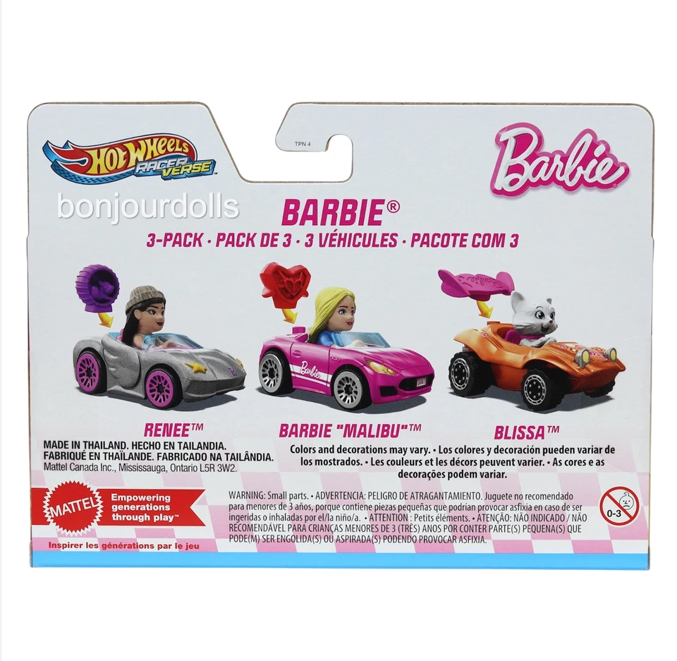 Hot Wheels RacerVerse Barbie Diecast Toy Car - 3pk Style - JDG45 - Image 2 of 4