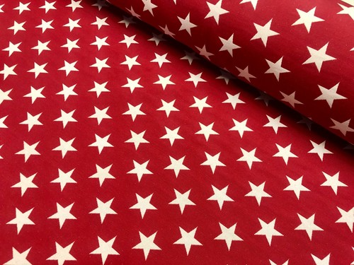 Jacquard Double Face Stars Gobelin Christmas Fabric 55" wide RED & WHITE - Picture 2 of 7