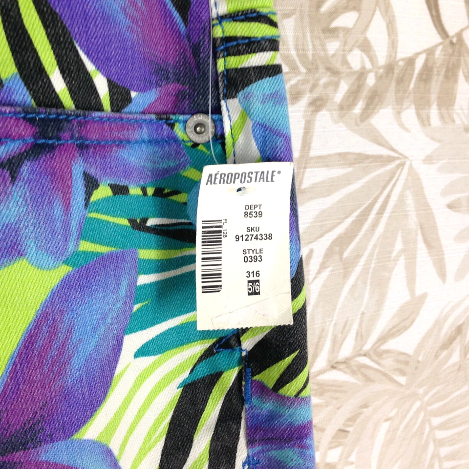 Aeropostale Shorty Mujer Floral Caliente Pantalones Cortos Talla 5/6 Elástico Multicolor Bajo Foto 3 de 4