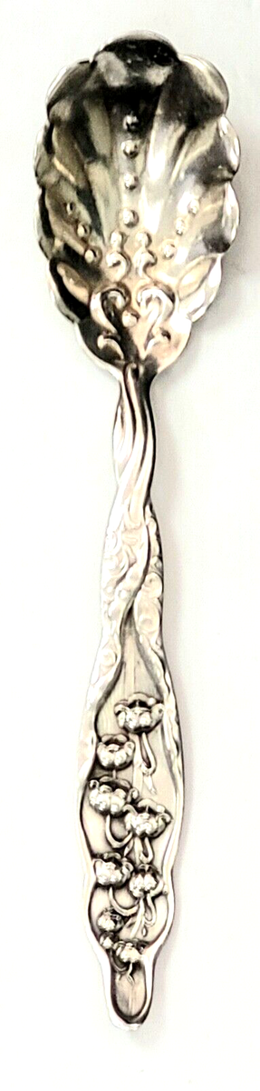Whiting Lily of the Valley Sterling Silver Sugar Spoon Dots Bowl