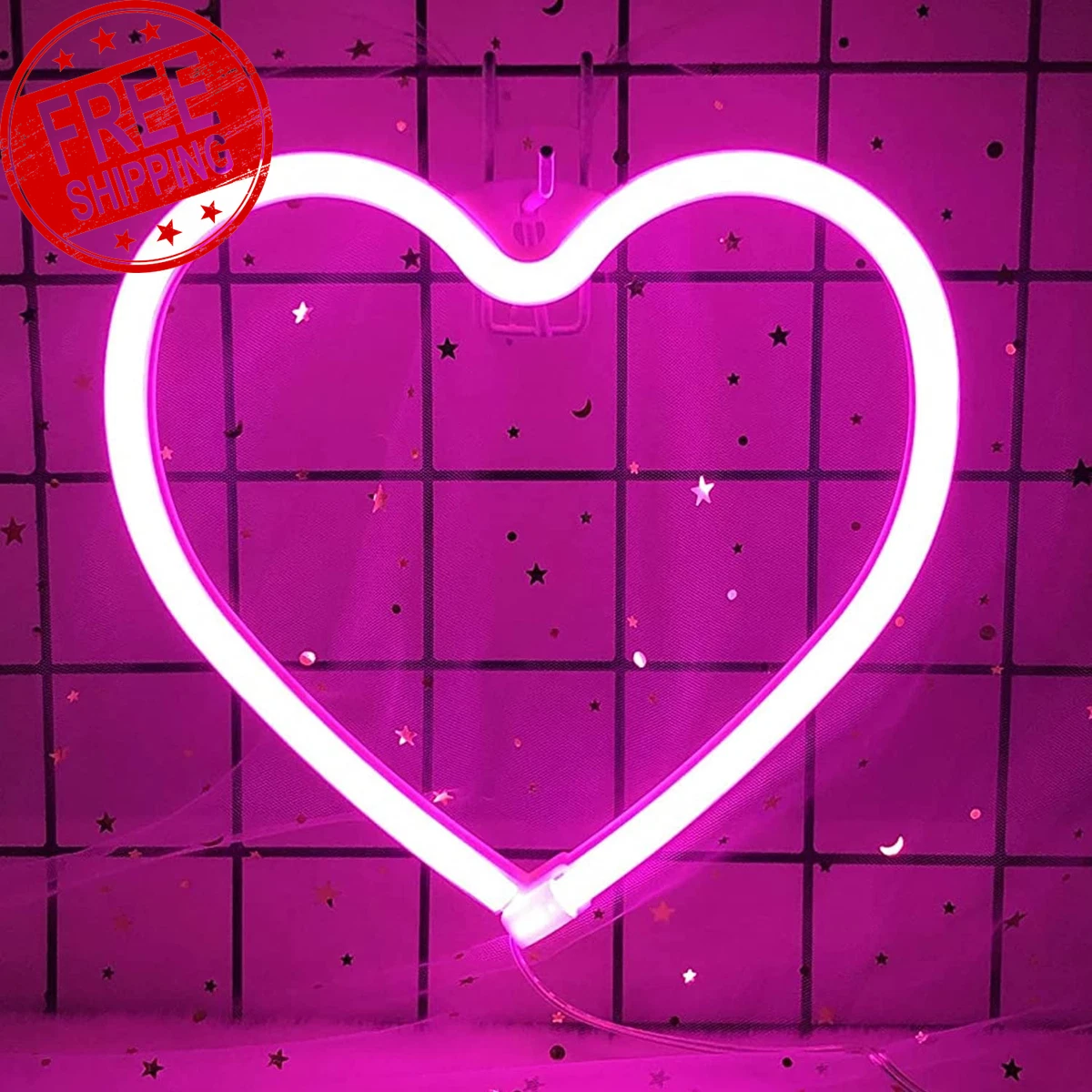 Purple heart neon sign deals