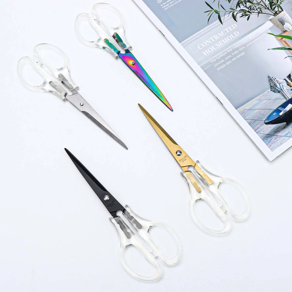 1pc Acrylic Scissors 6.5" Clear Scissors Office Scissors Metal Blades Shears - Image 4 of 4