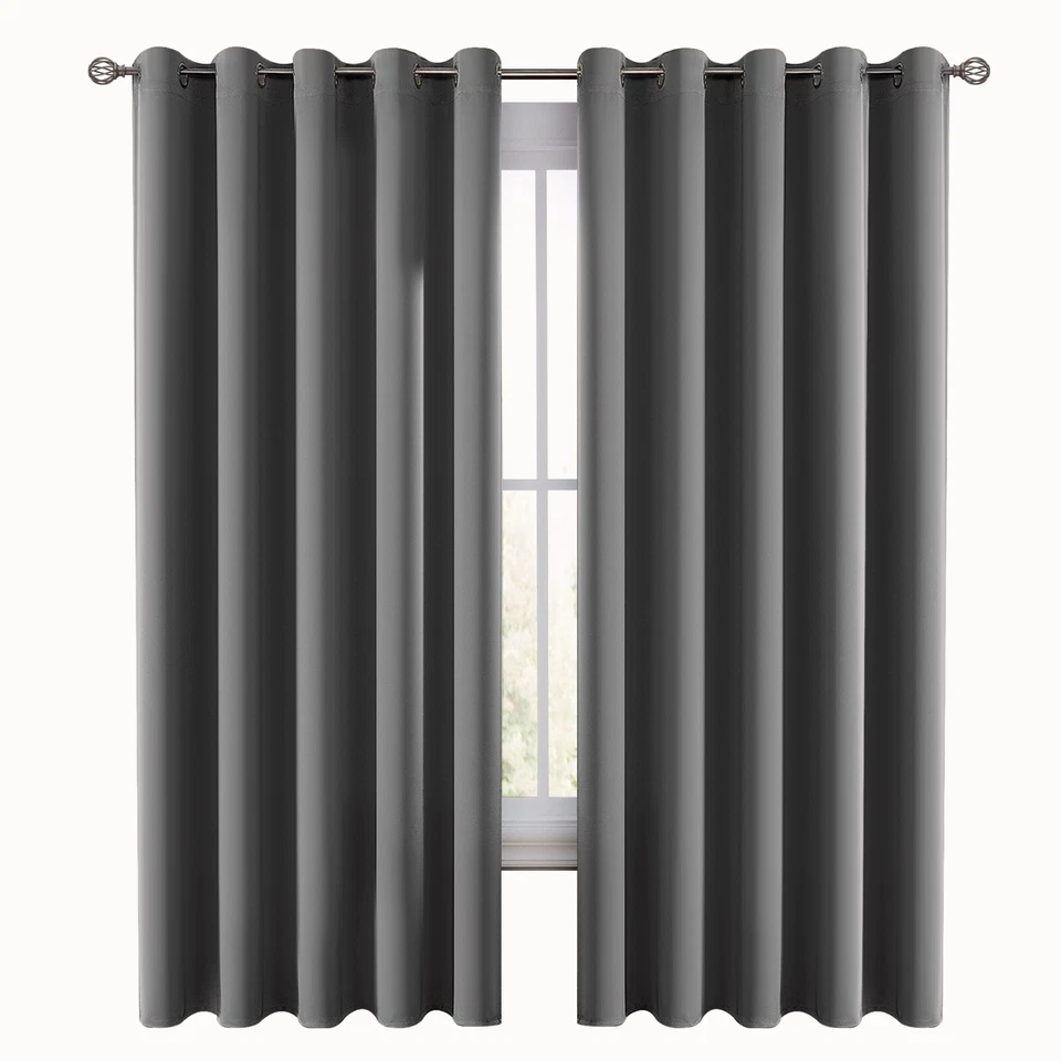 100% Blackout Thermal Insulated Window Curtain Grommet Curtains (2 Panels Set)