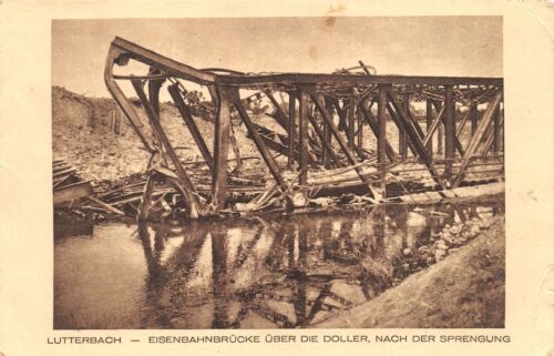 AK Lutterbach Eisenbahnbrücke über die Doller nach der Sprengung gel. 1940 - Bild 1 von 2
