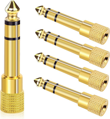 5-Pack 3.5Mm to 1/4'' Adapter, Gold Plated Headphone Jack Adapter, 1/4'' to 3.5Mm 