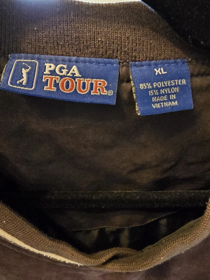 Chaqueta de golf pulóver marrón PGA Tour cuello en V rompevientos con bolsillos XL gamuza como Foto 3 de 4
