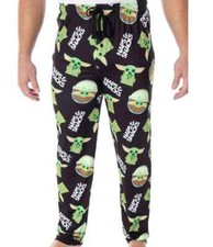 Star Wars Baby Yoda Mens Jogger Lounge Pants Size Medium Black, Green.