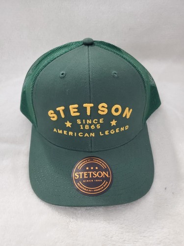 STETSON WESTERN PATCH SNAPBACK TRUCKER HAT MENS GREEN YELLOW NEW