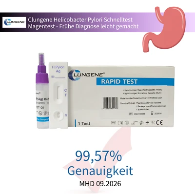 Clungene Helicobacter Pylori Schnelltest/Magentest/Stuhltest/99.57%genau/1er