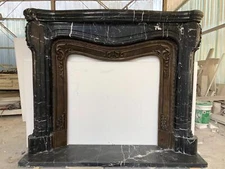 CARVED MARBLE ESTATE FRENCH STYLE FIREPLACE MANTEL - MBFP1