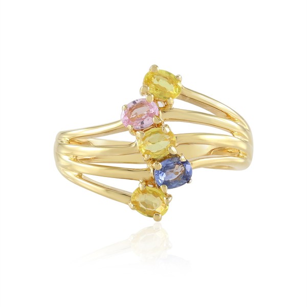Cavill Damen Ring 1,10Ct Saphir Vergoldetes Silber Oval Echtschmuck- Echtschmuck-image
