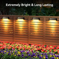Solar Outdoor Lights for Deck 4 Pack, Upgraded RGB Solar Fence Lights with Co...