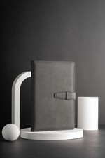 A5 Leather Habit Tracker Journal Refillable Undated Notebook - Raven