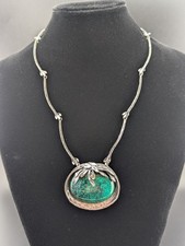 PERLI Kette Collier 925 Silber Handarbeit massiv alt vintage Chrysokoll 