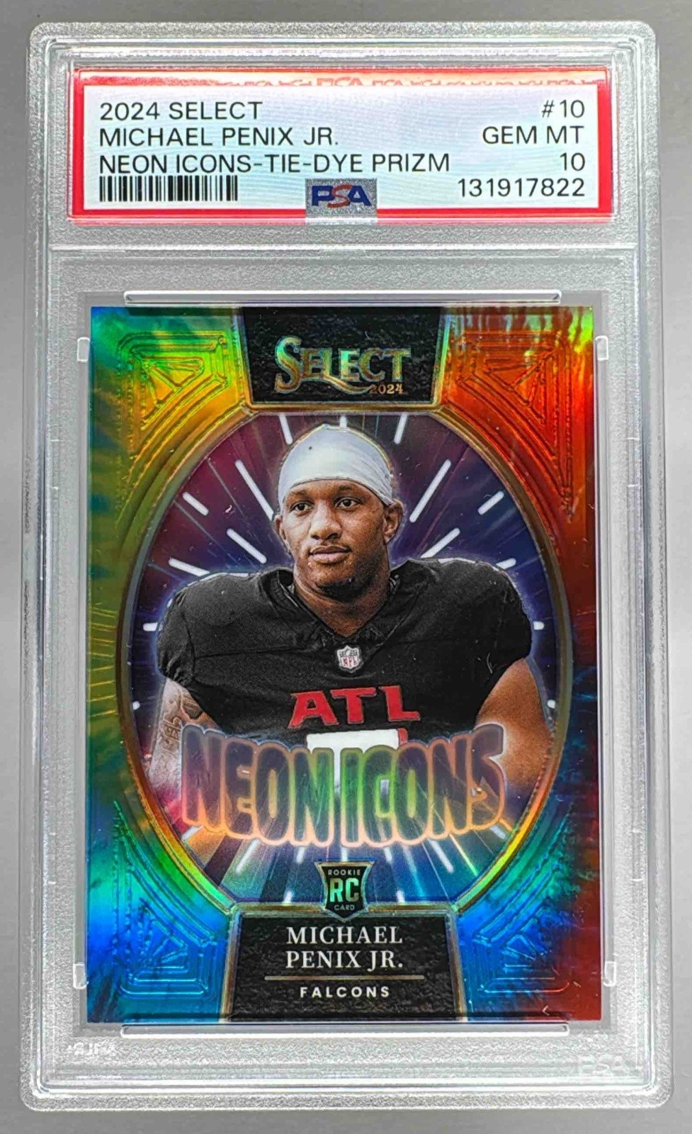 Michael Penix Panini Select Neon Icons #10 Tie-Dye Prizm