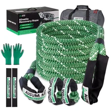 7/8" x 30ft Kinetic Recovery Rope Energy Tow Rope 48,600 LBS w/ 2 Soft Shackles