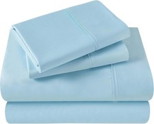 Superior Egyptian Cotton 400 Thread Count Bed Sheet Set, 1 Queen, Light Blue