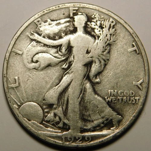 1929-S  Walking Liberty Half Dollar 90% Silver VG-F "As Pictured-Not Cleaned"