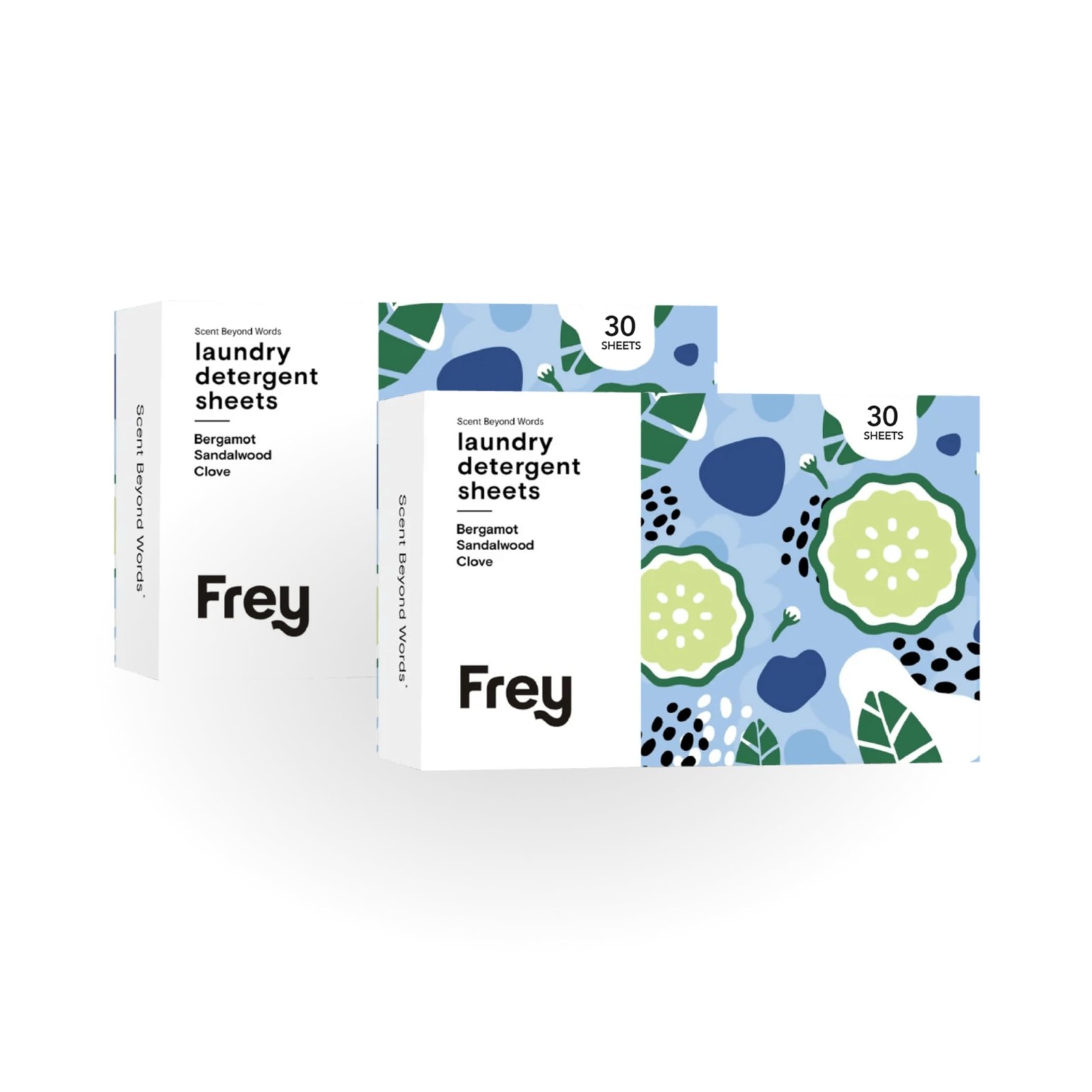 FREY Plant-Based Laundry Detergent Sheets, Bergamot Beach, 60 Sheets (2-Pack)