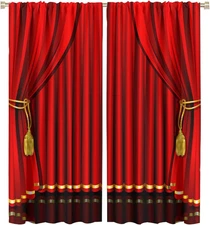 Theater Curtains, Show Stage Concert Play Red Curtain Window Treatments Drapes f