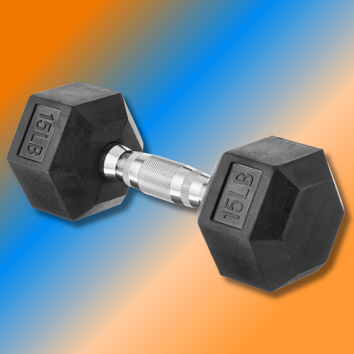 CAP Barbell, 15lb Coated Rubber Hex Dumbbell