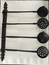 Cast Iron Serving Spoon Set with Wall Rack