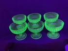 Set of 6 Hocking Ribbed Optic Rib Sherbet Uranium Depression Glass Strong Glow
