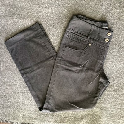Sharagano Ladies size 8 Petite black dot dress pants Button Zip EUC