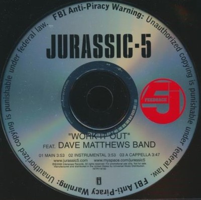 Jurassic-5 Feat. Dave Matthews Band: Work It Out 3-Track PROMO MUSIC AUDIO CD 