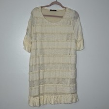 Bluhaven Cream Lace Ruffle Short Sleeve Mini Dress Size M Whimsical