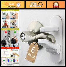 Child Safety Door Lever Lock Set 6 Pack - Easy One-Hand Operation, Durable, No