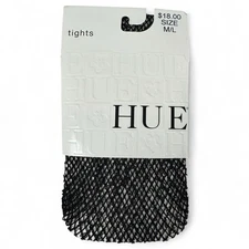 HUE Womens Black Wool Boucle Fishnet Tights Size M/L