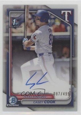 2024 Bowman Draft Chrome Prospect Refractor 87/499 Casey Cook #CPA-CCY Auto 1l9b