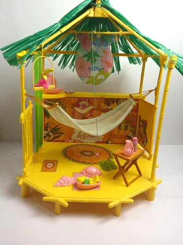 Vintage 1987 Mattel Barbie Island Fun Hut Set Near Complete