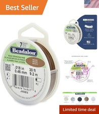 7-Strand Bronze Stainless Steel Beading Wire .018 in, 30ft for DIY Jewelry De...