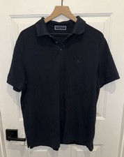 Charles Tyrwhitt Pique Logo Polo Shirt Men  s Size Large L Solid Black