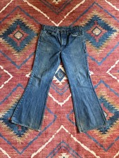 Vintage 70s Levis Distrrssed Orange Tab Bell Bottom Flare Jeans Size 34