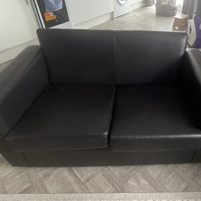 Black Faux Leather Armchair Indoor Solid Pattern 55x55x50cm Used