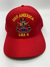 The Corps USS America LHA 6 TSST Logo Red Baseball Cap Hat One Size