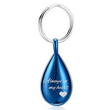 Cremation Keychain for Ashes Always In My Heart Urn Locket Cremation Blue