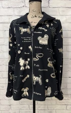 Jess & Jane USA Dogtown Size XL Black Bling Zip Up Jacket Sweatshirt Dog Puppy
