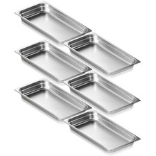 6 Pack Hotel Pans, Full Size Anti-Jam Steam Pan, 0.8mm Thick Stainless Ste