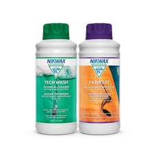 Nikwax Hardshell Cleaning Waterproofing Duo-Pack, 1000ml, Cleans 34, Clear