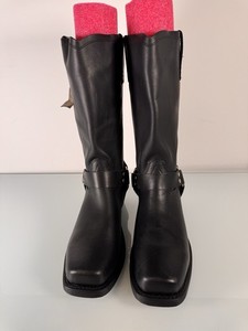 Dingo Mens Black Leather Harness Biker Boots Square Toe Western DI19057 81/2 EW Dingo Dean Harness Square Toe Pull On Motorcycle Cowboy  main image 2