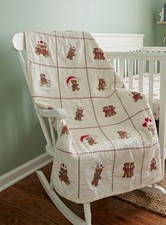Vintage Baby Crib Quilt Bunny Bear Blanket Comforter Hand Made Neutral Unisex