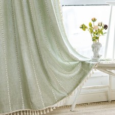 Sage Green Boho Farmhouse Curtains for Bedroom Living Room 84 Inches Long Cur...