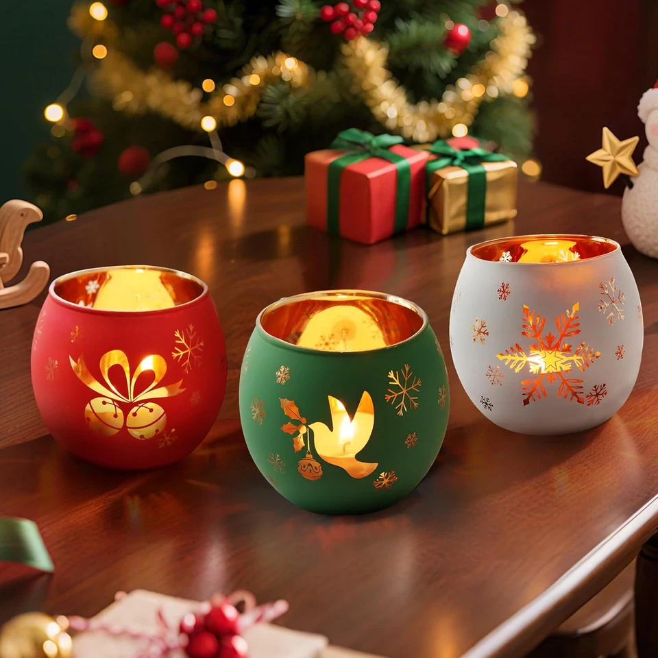 Weihnachts Windlicht Gravur 6er Set Teelichtgläser Schneeflocke - Bild 3 von 4