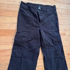 Wild Fable Black Wide Leg Cargo Pants Women Small High Rise Drawstring Hem