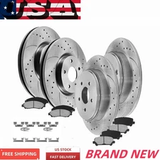 Front Rear Drilled Brake Rotors 2007 - 2010 Brake Pads for Hyndai Elantra